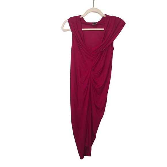 Alexander McQueen Size 38 IT 4 or 6 US Dress Draped Midi Knit Sleeveless Magenta - Picture 4 of 11
